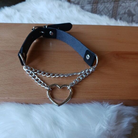 Chain Choker Collar, Heart Shaped Choker Necklace, S Choker, Gothic Chain Choker - Picture 12 of 12